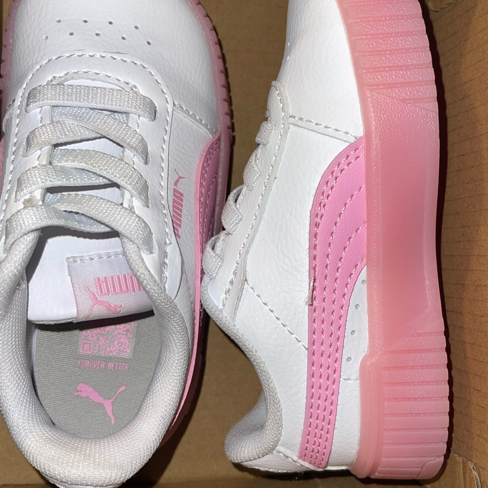 Puma Kids White and Pink Sneakers